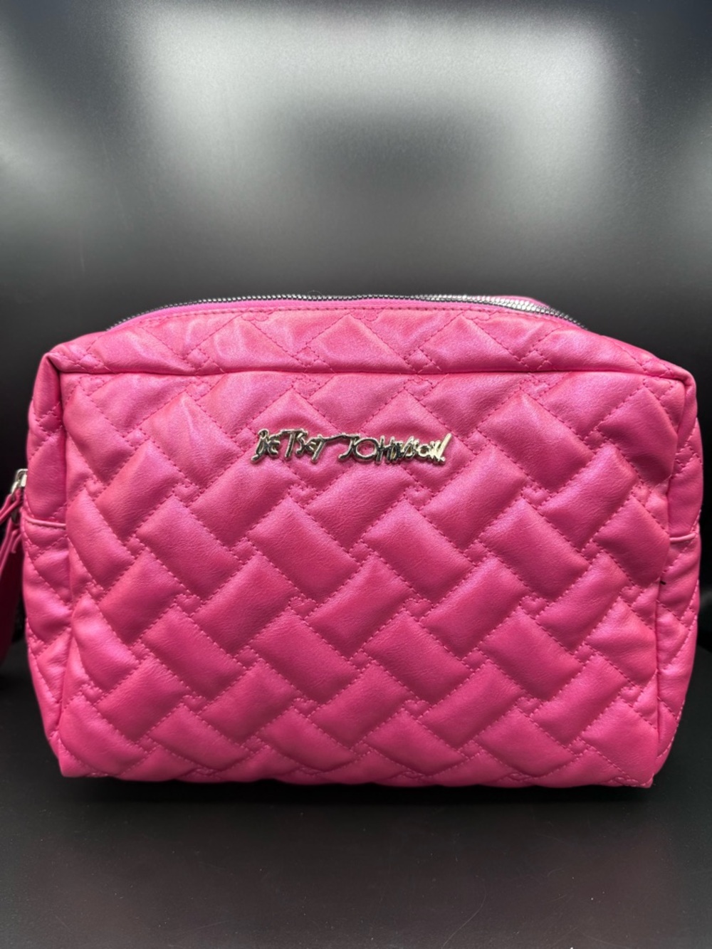 Betsey Johnson Hot PinkQuilted Cosmetic Bag - Double Zip w/ Wristlet